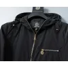 Versace Mens Hooded Windbreaker Jacket Stylish Black Outerwear with Gold Tone Zippers #A54303