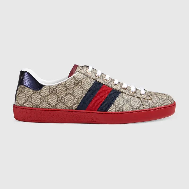 Gucci Ace GG Supreme Sneaker with Web Stripe and Red Sole: Iconic Style  Italian Craftsmanship for MEN #914612