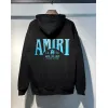 AMIRI Black Hoodie With Glittery Blue Back Logo And Brand Details #A54287 AMIRI Black Hoodie With Glittery Blue Back Logo And Brand Details #A54287