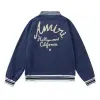 Amiri Navy Blue Varsity Jacket With Embroidered Logo And Striped Details #A54437