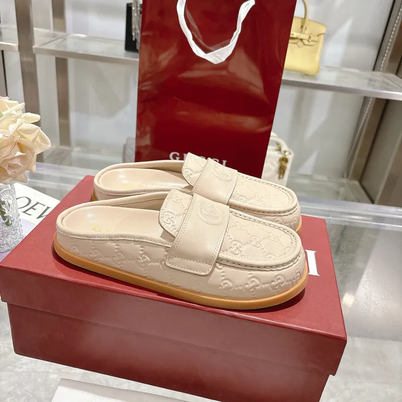 Gucci Womens Double G with GG Mules Gucci Slippers #A53223