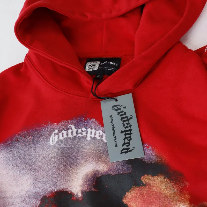 Godspeed Red/Black Hoodie With Hollywood Graphic And Intricate Back Design #A54413