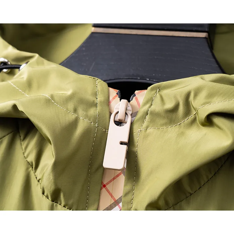 Burberry Stylish Olive Green Hooded Windbreaker Jacket with Brand Detailing #A54305