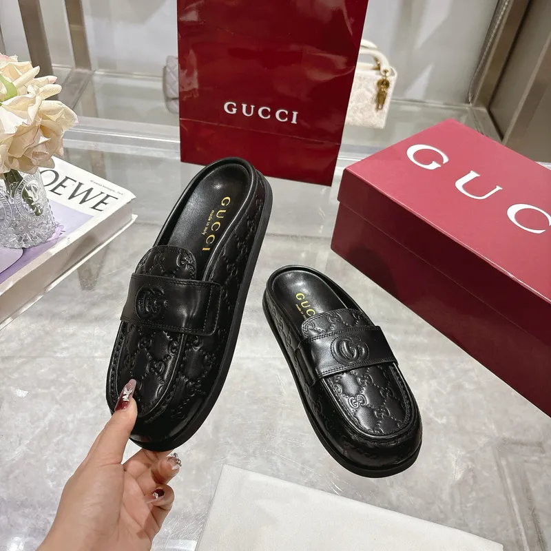 Gucci Womens Double G with GG Mules Gucci Slippers #A53223