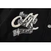 AMIRI Black Varsity Jacket With Intricate Embroidered Logos And Musical Note Accents #A54284