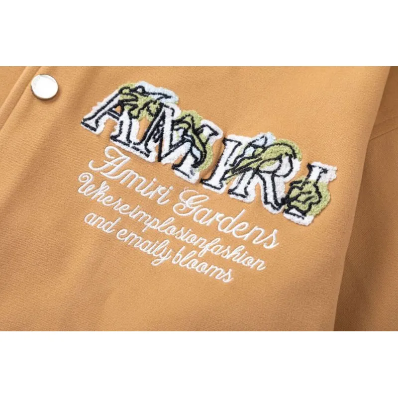 Black AMIRI Bomber Jacket With Angel And Garden Embroidery For Fashion Fans #A54406
