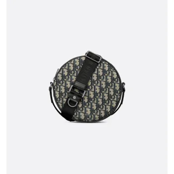 D-ior Round Bag With Iconic Oblique Pattern And Adjustable Strap For Fashion Lovers size:20×20×7cm #A54114