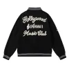 AMIRI Black Varsity Jacket With Intricate Embroidered Logos And Musical Note Accents #A54284