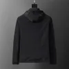 Versace Mens Hooded Windbreaker Jacket Stylish Black Outerwear with Gold Tone Zippers #A54303