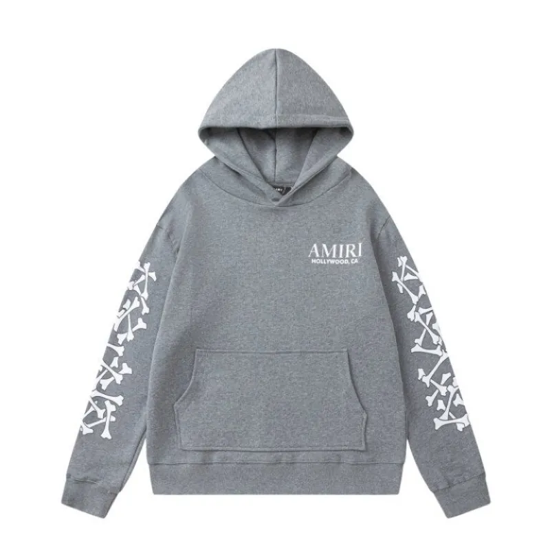 AMIRI Hoodie With Bone Graphic Sleeves And Hollywood CA Logo For Bold Street Style Red/Blue/Grey/Black #A54283