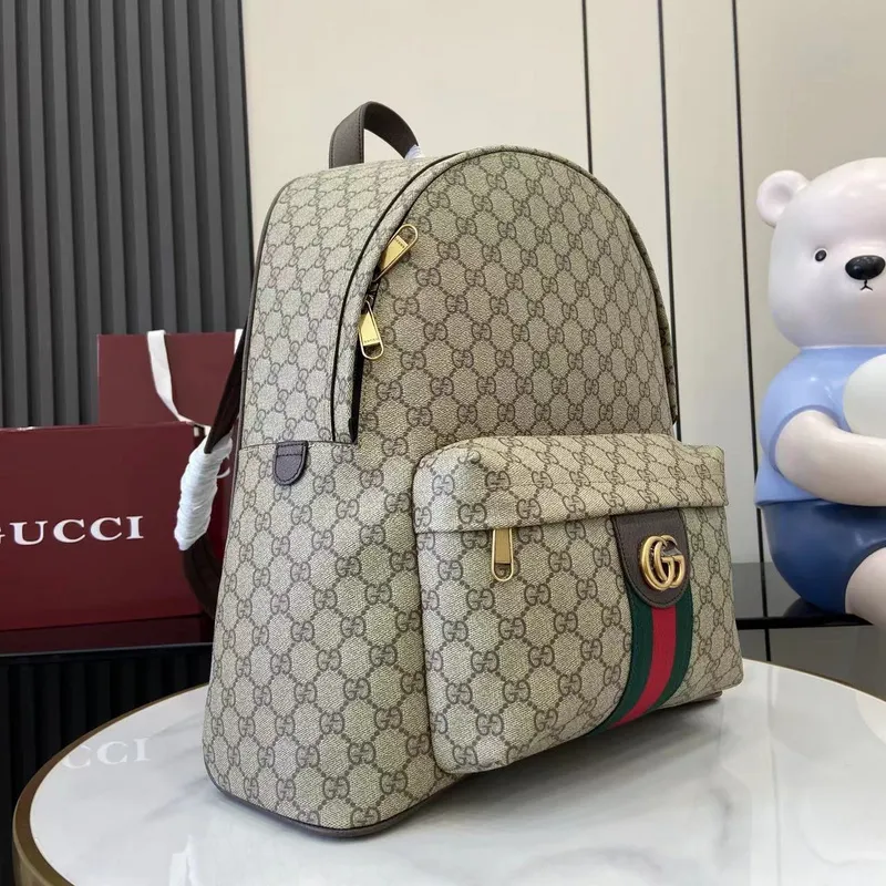 Gucci GG Supreme Canvas Backpack With Web Stripe And Double G Detail size:36×41×18cm #A53743 Gucci GG Supreme Canvas Backpack With Web Stripe And Double G Detail size:36×41×18cm #A53743