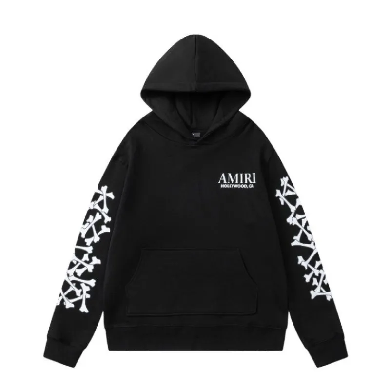 AMIRI Hoodie With Bone Graphic Sleeves And Hollywood CA Logo For Bold Street Style Red/Blue/Grey/Black #A54283