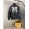 Givenchy Black Leather Bomber Jacket with Iconic White Logo Detailing #A54606