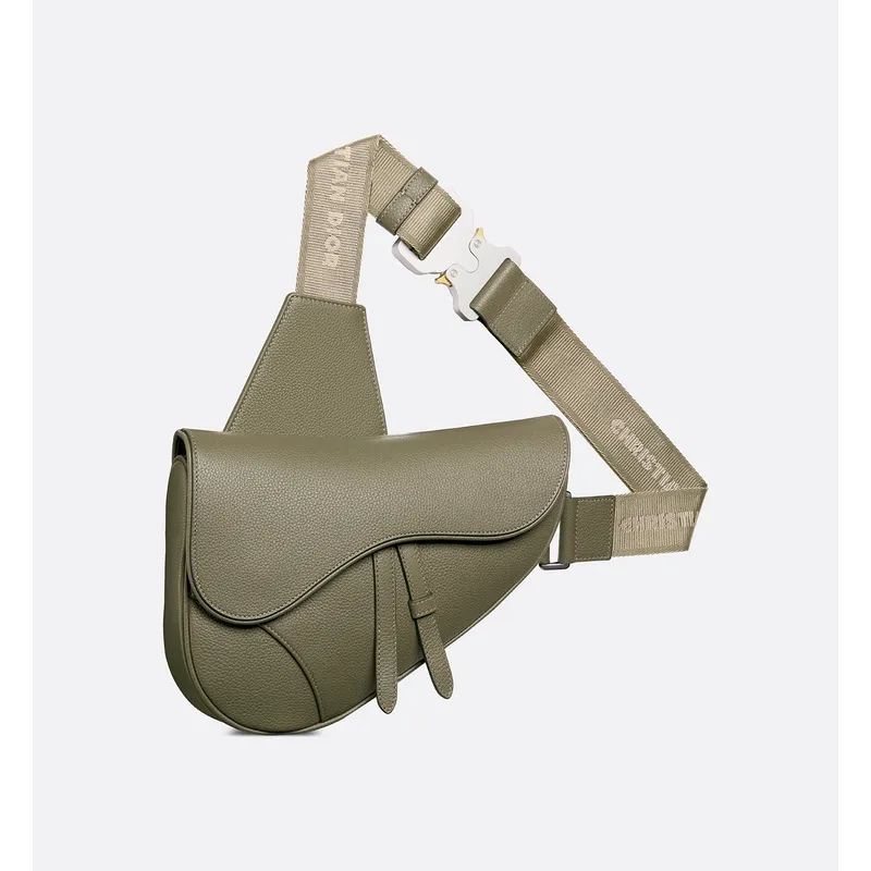 D-ior Saddle Belt Bag in Olive Green Leather With Signature Strap Design size:27×20×5cm #A54111 D-ior Saddle Belt Bag in Olive Green Leather With Signature Strap Design size:27×20×5cm #A54111