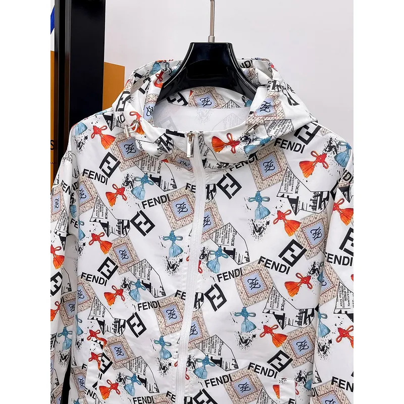 Fendi Designer Floral   Logo Print Windbreaker - Unisex Sun Protection Jacket #A53154