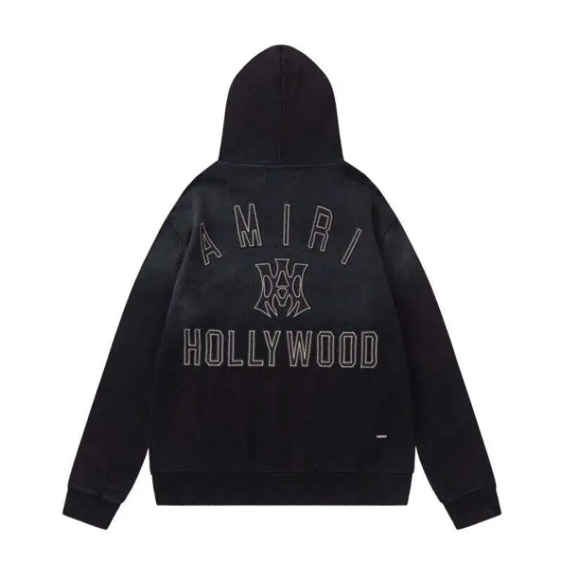 Amiri Black Hoodie With Embellished AMIRI HOLLYWOOD And Logo Design #A54432 Amiri Black Hoodie With Embellished AMIRI HOLLYWOOD And Logo Design #A54432