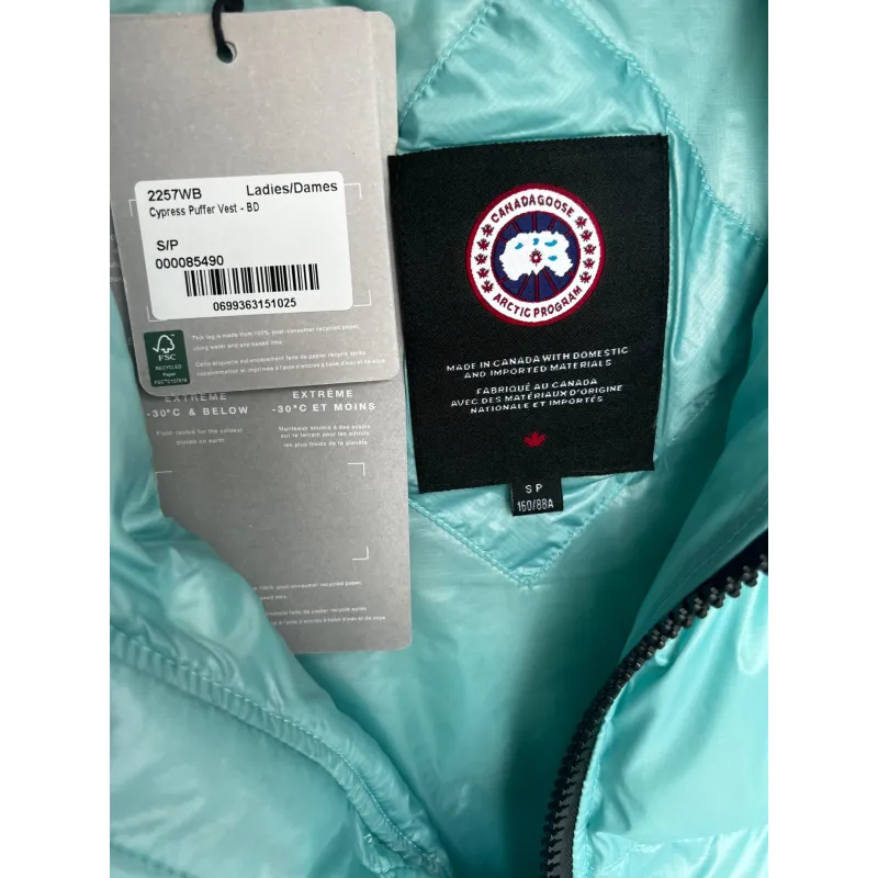 Ca*Goose Black logo Cypress Puffer Series Fitted Solid Color Glossy High Neck Sleeveless Windproof Down Jacket #A57852