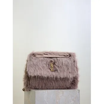 SAINT LAURENT Loulou Medium Shoulder Bag – Light Beige Suede with Chevron Quilt & Tone-On-Tone YSL Logo (Convertible Chain Strap) #A58776