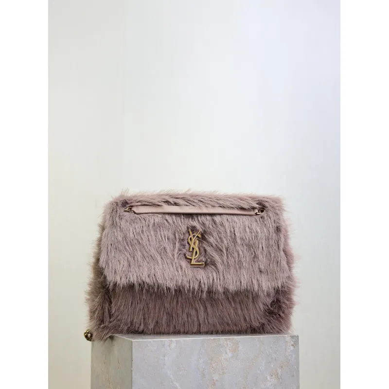 SAINT LAURENT Loulou Medium Shoulder Bag – Light Beige Suede with Chevron Quilt & Tone-On-Tone YSL Logo (Convertible Chain Strap) #A58776