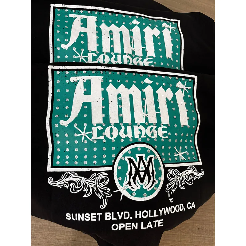 AMIRI Black Hoodie With Retro Lounge Graphic And Hollywood CA Details #A54288