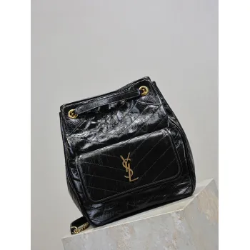 Saint Laurent Niki Crinkled Leather Tote (862295) - Logo Detail, Adjustable Strap, 25×30×8-12cm #A59988