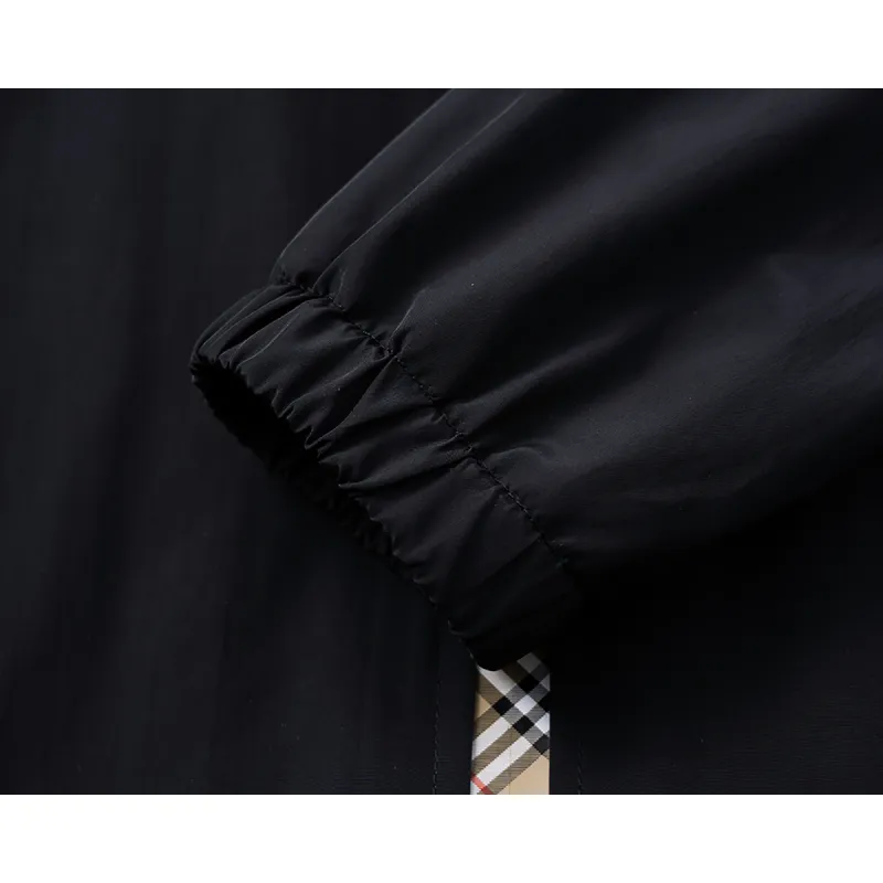 Burberry Mens Black Hooded Windbreaker Jacket with Brand Emblem #A54306