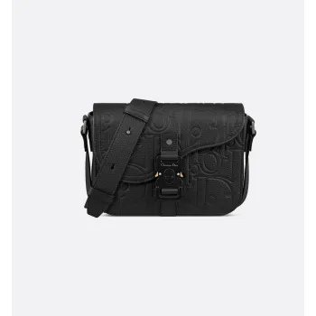 Black D-ior Messenger Bag With Embossed Patterns For Fashion Forward Looks size:23×18×6cm #A54116