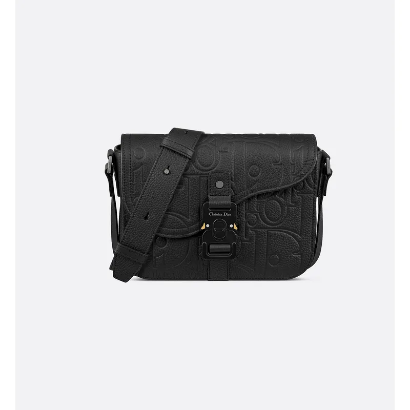 Black D-ior Messenger Bag With Embossed Patterns For Fashion Forward Looks size:23×18×6cm #A54116