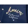 Amiri Navy Blue Varsity Jacket With Embroidered Logo And Striped Details #A54437