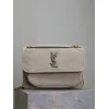 SAINT LAURENT Loulou Medium Shoulder Bag – Light Beige Suede with Chevron Quilt & Tone-On-Tone YSL Logo (Convertible Chain Strap) #A58775
