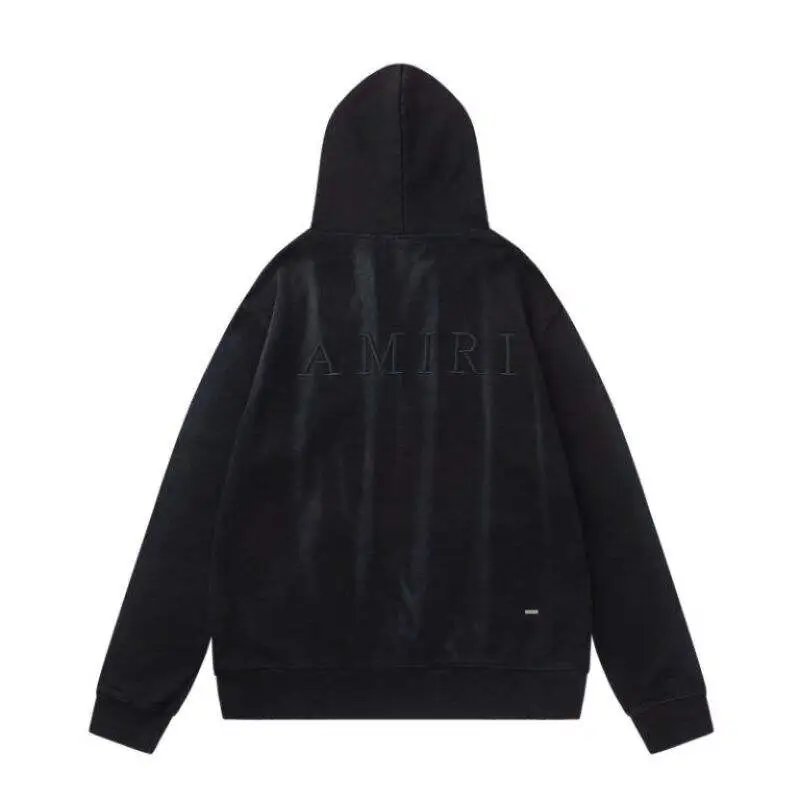 AMIRI Black Hoodie With Subtle Logo And Vintage Washed Finish #A54433