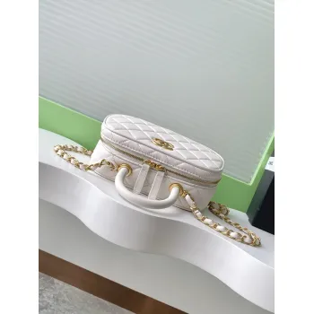 Chanel Quilted Mini Handbag With Top Handle And Gold Chain Strap size:11×20×8cm #A54382