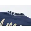 Amiri Navy Blue Varsity Jacket With Embroidered Logo And Striped Details #A54437