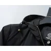 Versace Mens Hooded Windbreaker Jacket Stylish Black Outerwear with Gold Tone Zippers #A54303