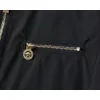 Versace Mens Hooded Windbreaker Jacket Stylish Black Outerwear with Gold Tone Zippers #A54303