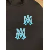 AMIRI Black Hoodie With Glittery Blue Back Logo And Brand Details #A54287 AMIRI Black Hoodie With Glittery Blue Back Logo And Brand Details #A54287