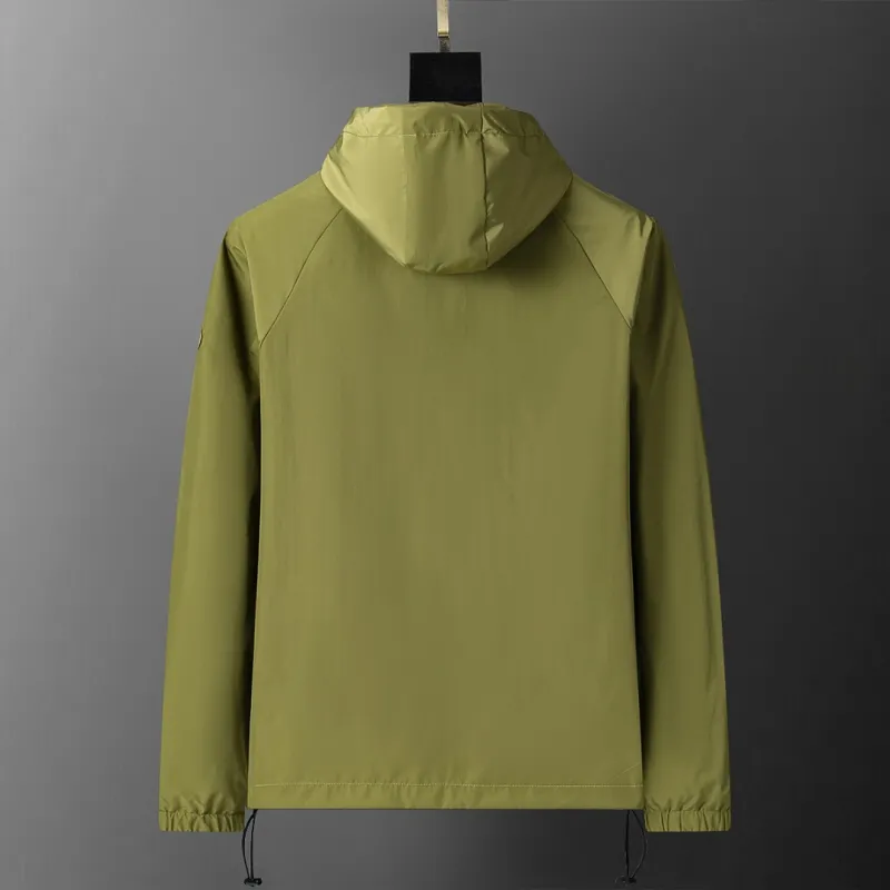Burberry Stylish Olive Green Hooded Windbreaker Jacket with Brand Detailing #A54305
