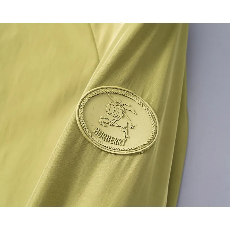 Burberry Stylish Olive Green Hooded Windbreaker Jacket with Brand Detailing #A54305