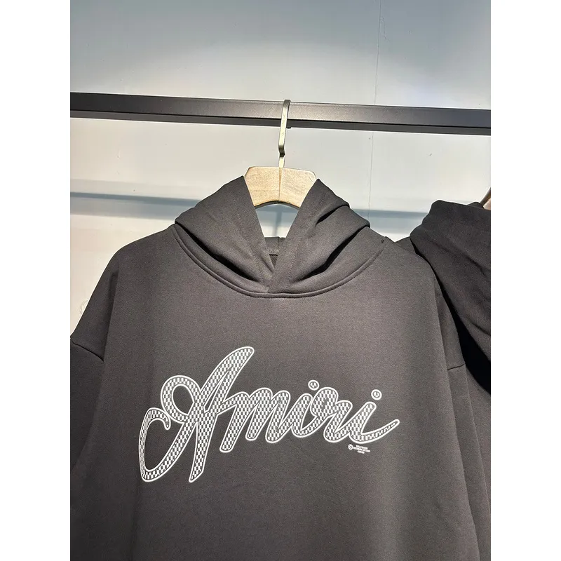 AMIRI Black Hoodie With Signature Script Logo For Timeless Streetwear Style #A54290