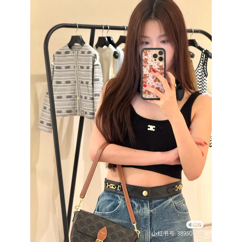Celine Triomphe Pattern Saddle Bag in Brown and Black for Timeless Elegance size:20×14×5cm #A54102
