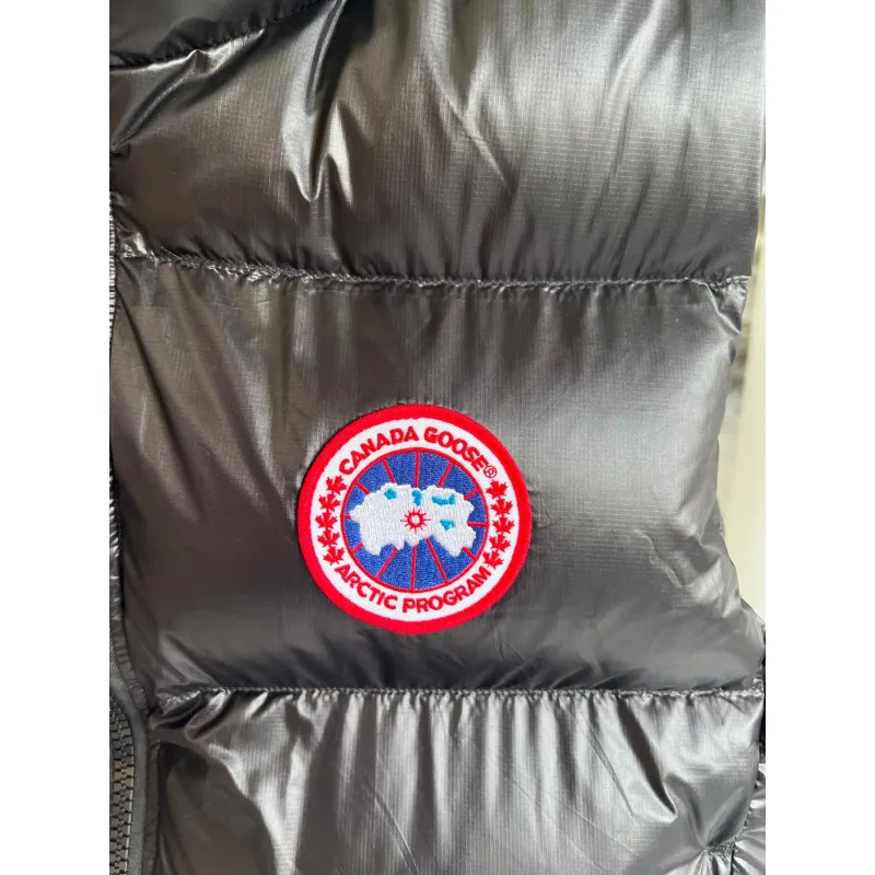 Ca*Goose Black logo Cypress Puffer Series Fitted Solid Color Glossy High Neck Sleeveless Windproof Down Jacket #A57854 Ca*Goose Black logo Cypress Puffer Series Fitted Solid Color Glossy High Neck Sleeveless Windproof Down Jacket #A57854