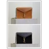 SAINT LAURENT Cassandra Envelope Crossbody Bag Set – Tan Leather-Suede & Black Velvet with Gold YSL Logo (Detachable Chain Strap) #A58773