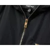 Versace Mens Hooded Windbreaker Jacket Stylish Black Outerwear with Gold Tone Zippers #A54303