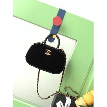 Chanel Burgundy Quilted Velvet Handbag With Top Handle And Gold Chain Strap size:11×20×8cm #A54387