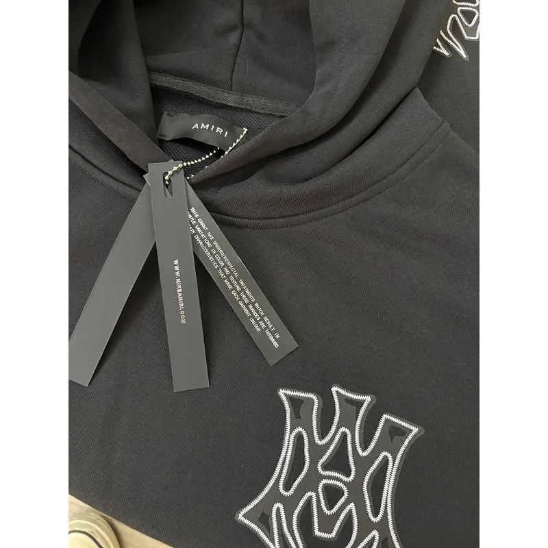 AMIRI Black Hoodie With Bold White Hollywood Logo And Ornate Emblem #A54289