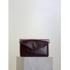 SAINT LAURENT Cassandra Envelope Clutch – Burgundy Smooth Leather with Gold YSL Logo (Detachable Chain Strap) #A58784