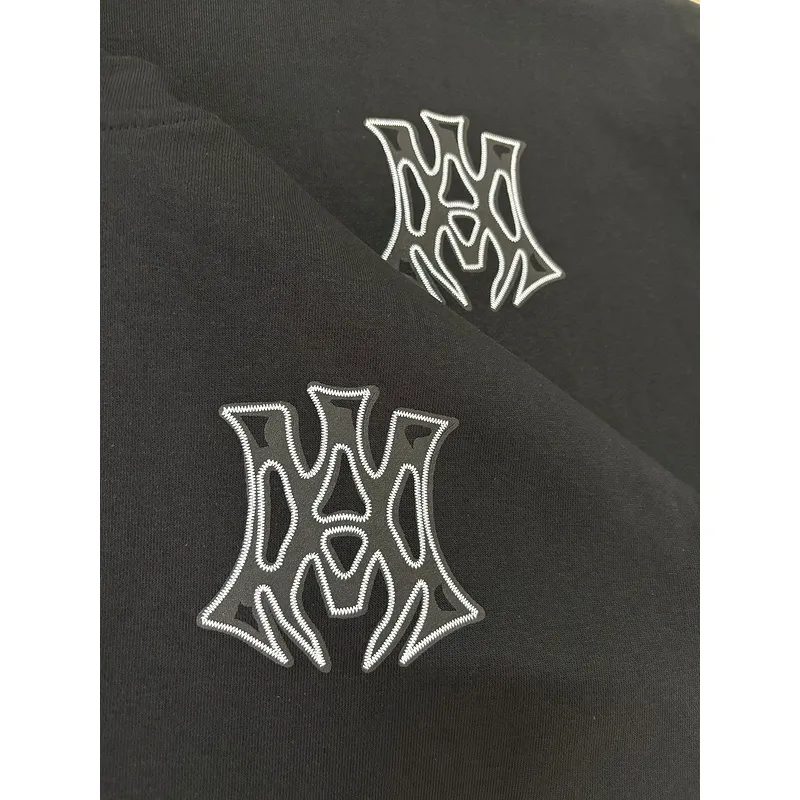 AMIRI Black Hoodie With Bold White Hollywood Logo And Ornate Emblem #A54289