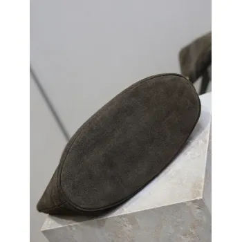 Saint Laurent 844346 Niki Series Suede Bucket Bag - Dark Brown with LE CASSANDRE Logo #A59503