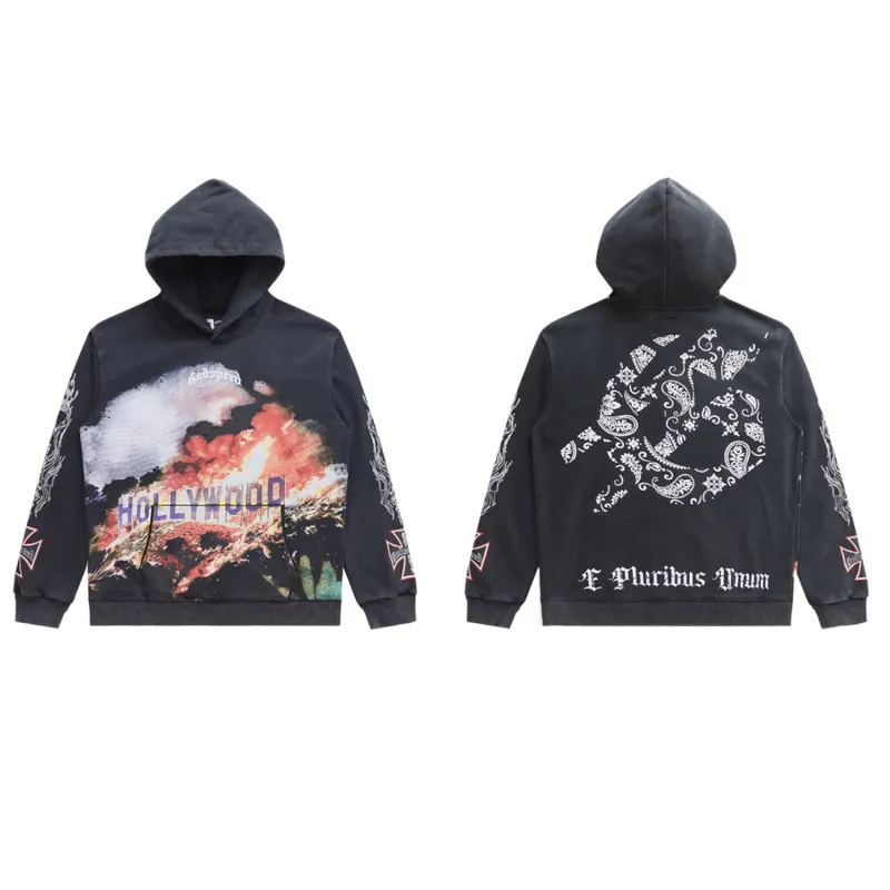Godspeed Red/Black Hoodie With Hollywood Graphic And Intricate Back Design #A54413