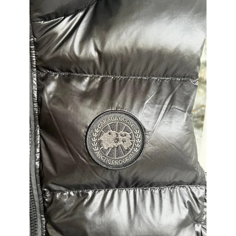 Ca*Goose Black logo Cypress Puffer Series Fitted Solid Color Glossy High Neck Sleeveless Windproof Down Jacket #A57854 Ca*Goose Black logo Cypress Puffer Series Fitted Solid Color Glossy High Neck Sleeveless Windproof Down Jacket #A57854